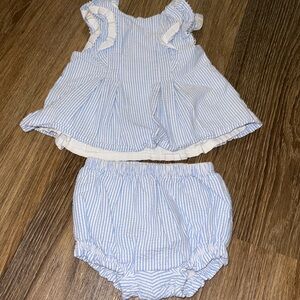 Janie and Jack 6-12m seersucker set EUC